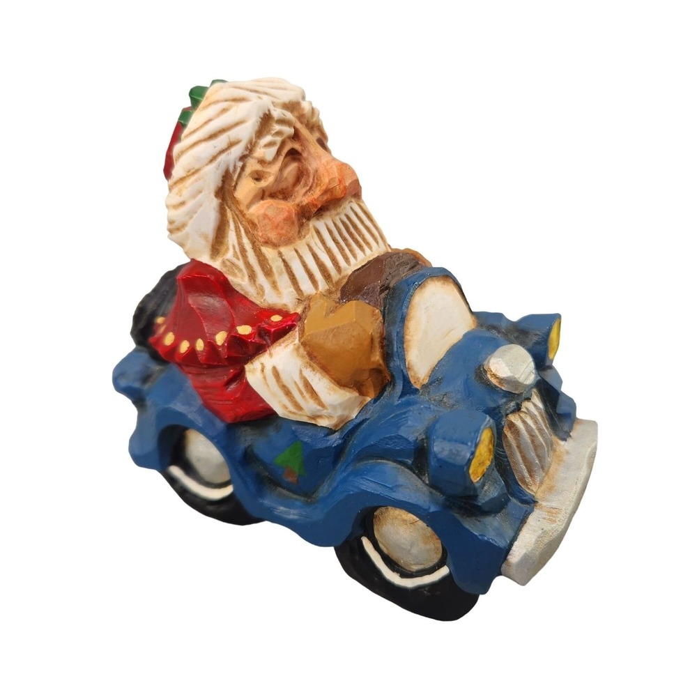 David Frykman Santa Claus Driving A Blue Car Figurine Christmas 1997 Vintage